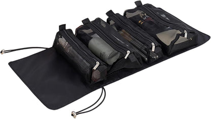 Rolled Toiletry Bag - Folding Hygiene Travel Kit Case Bathroom | Travel Makeup Organizer, Compact Grooming Organizer Bag, b, Black, riferimento alla descrizione, Please refer to