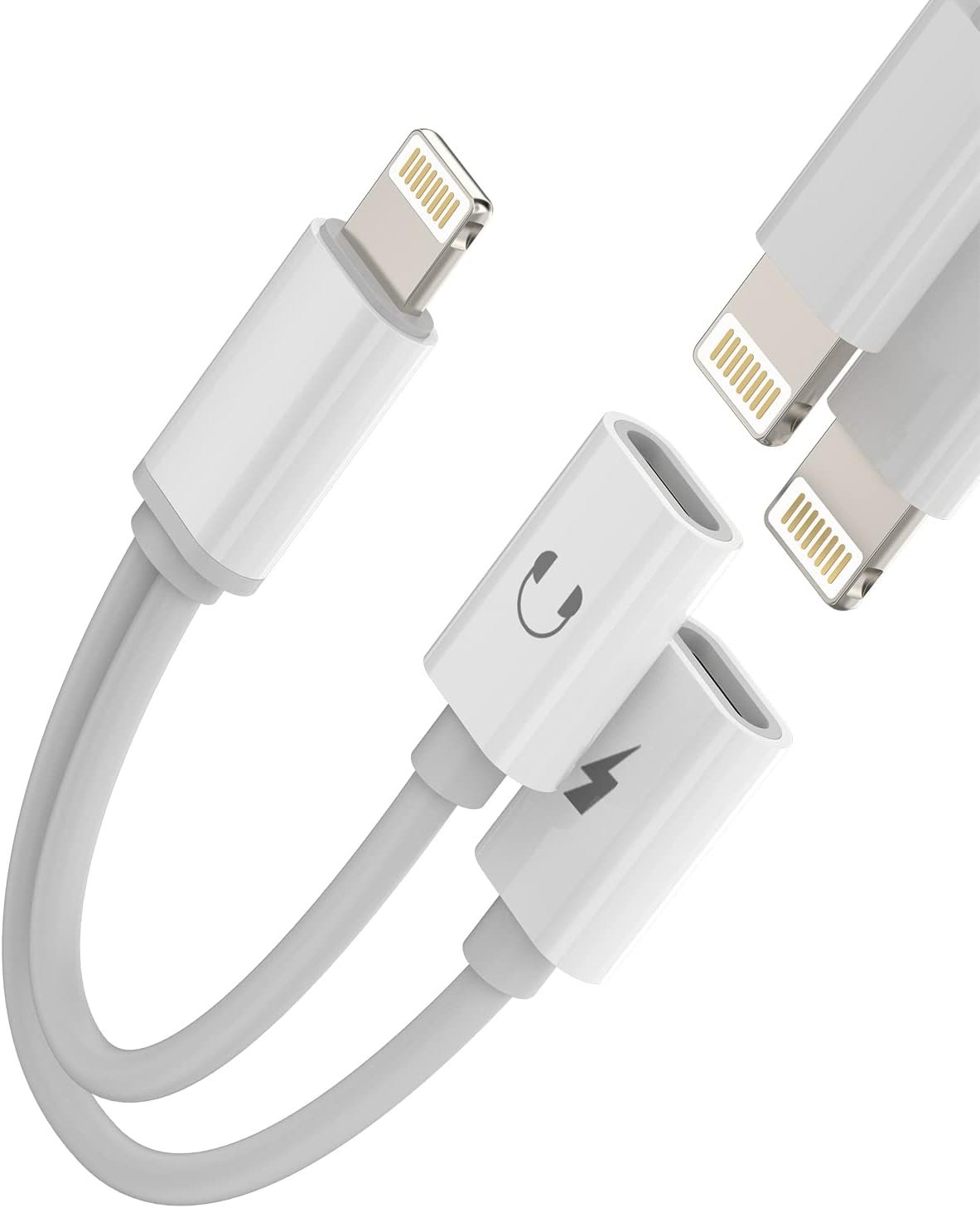 Dual Lightning Splitter Iphone Headphone Adapter(2in1)AUX Charger Cable Audio Charging Dongle Double Jack Converter for Apple MFI Certified 14 13 12 11 Pro Max Mini 7 8 Plus X Xr Earbud Adaptador Para