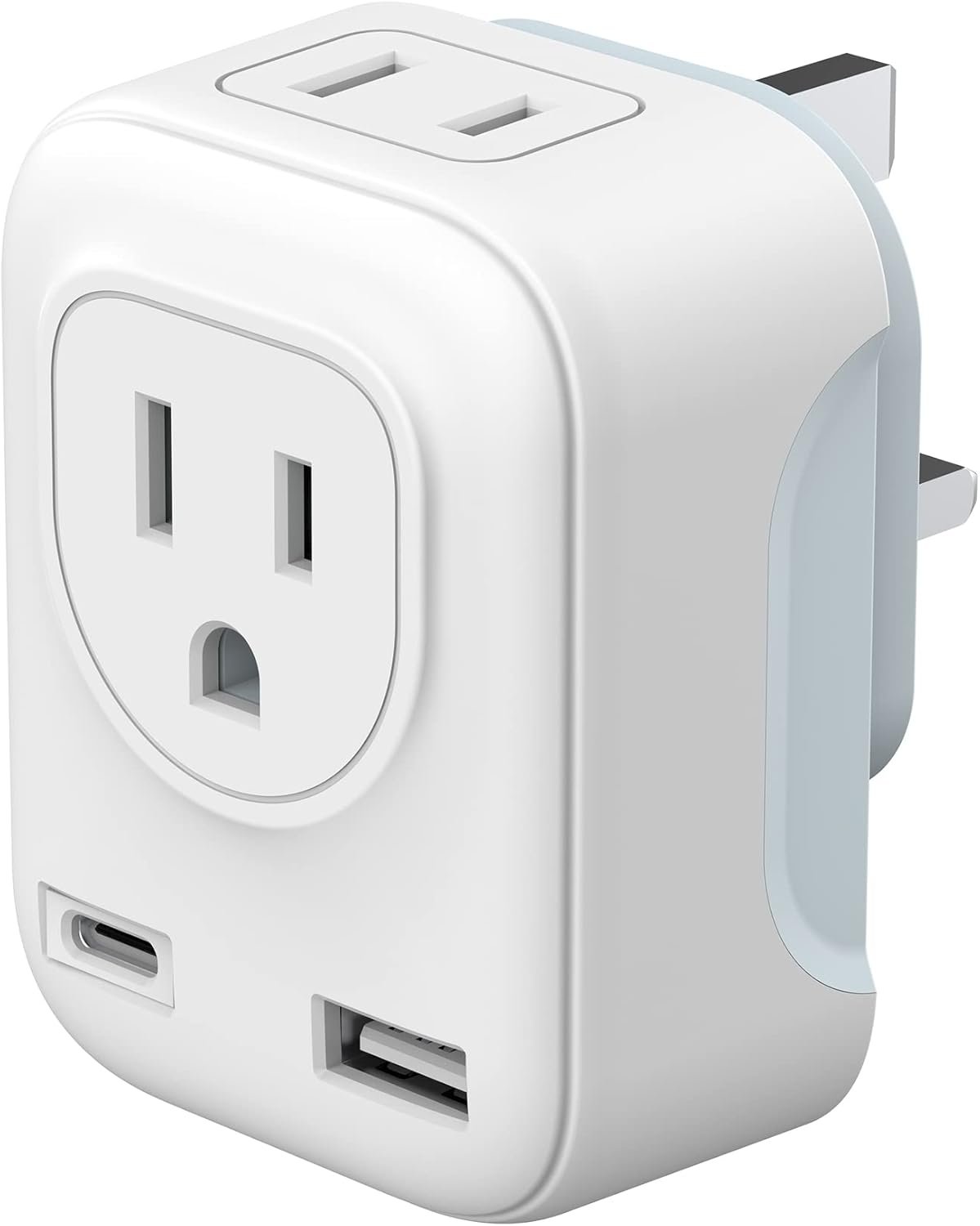 UK Ireland Hong Kong Travel Plug Adapter, HITRENDS Canada US to UK Plug Adapter with 2 American Outlets & USB-A &USB-C, Type G 4 in 1 Travel Adaptor to England Scotland Singapore - 1 Pack