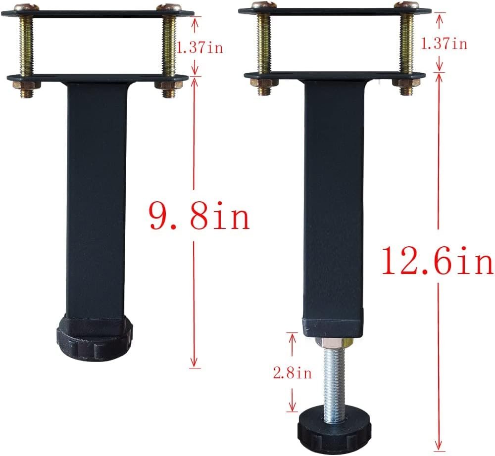 N+A KUSRUP Metal Adjustable Height Bed Furniture Foot Legs Replacements Center Frame Slat Support Leg for Platform Bed Frame Replacement Parts Risers Heavy Duty Easy Install (9.8" to 12.6")