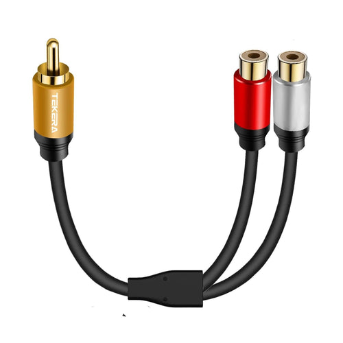 TEKERA RCA Splitter Cable 1 Male 2 Female, Gold Plated Plug Stereo HiFi Audio Adapter Y Cable (1 Pack)