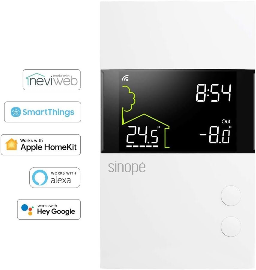 Sinopé Smart Wi-Fi Thermostat for in-Floor Heating TH1310WF (Works with Amazon Alexa) 3600 W /240 V