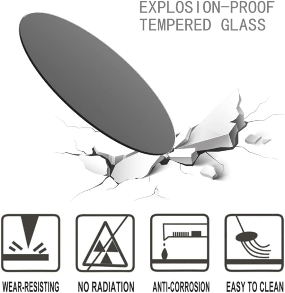 NILZA Round Glass Table Top Tempered Glass Tabletop 1/4" Thick Dining Table Glass Top, Black Polished Edge 15in 20in 24in 32in (Size : 450mm(18In))