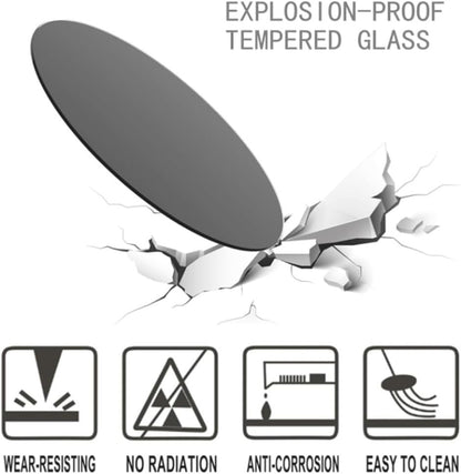 NILZA Round Glass Table Top Tempered Glass Tabletop 1/4" Thick Dining Table Glass Top, Black Polished Edge 15in 20in 24in 32in (Size : 450mm(18In))