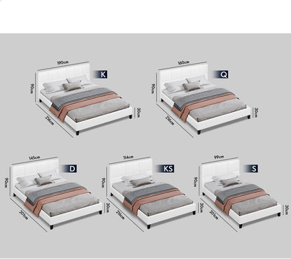 ALFORDSON Bed Frame Base King Single Size, Bed Platform Foundation with Boucle Upholstered Tufted Headboard for Mattress Topper, Platt Boucle White