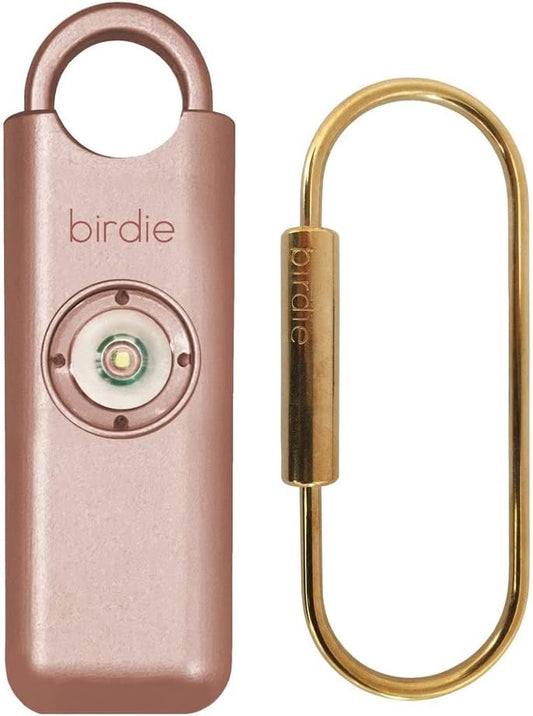 She's Birdie - The Original Personal Safety Alarm for Women by Women - Loud Siren, Strobe Light and Solid Brass Key Chain in a Variety of Colors (Metallic Rose)