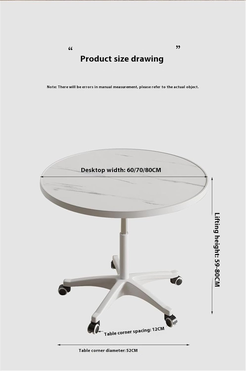 XIANERHUI Round Dining Table,Table Round Kitchen Dining Table,Tulip Table Top and Metal Pedestal Base, Mid-Century Table Leisure for Cafe, Home, Dining Room, Kitchen (White Marble W,27")