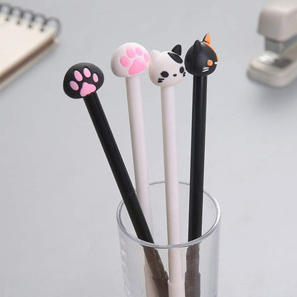 YRYUNRUI 12 Pcs Cute Pens Kawaii Pens Fun Pens, 0.5mm Cartoon Cat Black Ink Writing Gel Ballpoint Pens, Korean Japanese Stationery School Supplies for Teen Girls Women Gifts (Cat paw)