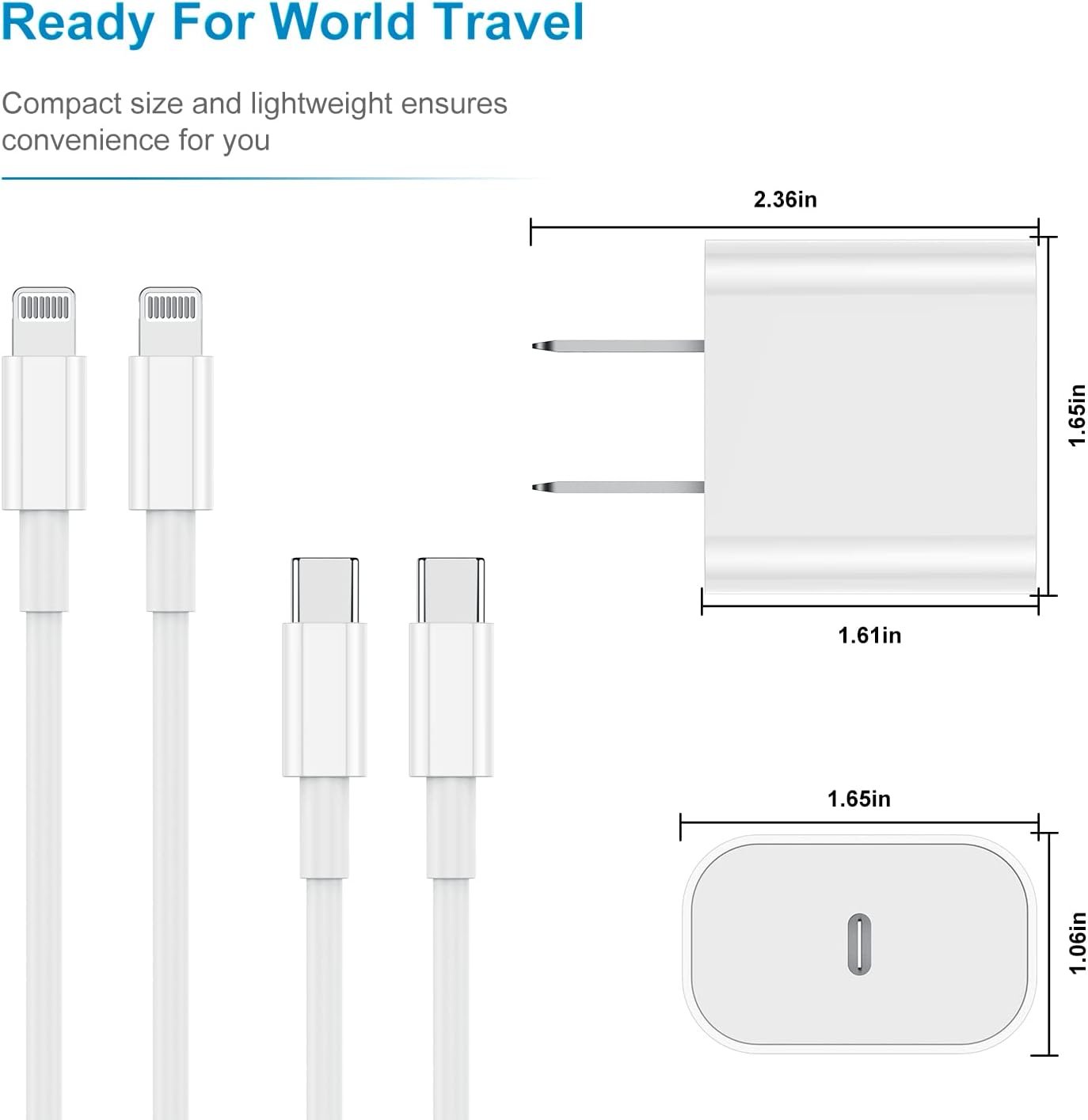 Apple MFi Certified iPhone Fast Charger, 20W PD USB C Wall Charger Block with USB C to Lightning Cable 6ft Super Charger iPhone Compatible with iPhone 14/14 Plus/13 Pro Max/12/12 Pro/11/iPad-1 Pack