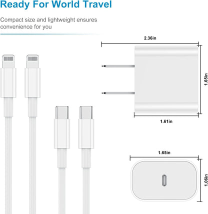 Apple MFi Certified iPhone Fast Charger, 20W PD USB C Wall Charger Block with USB C to Lightning Cable 6ft Super Charger iPhone Compatible with iPhone 14/14 Plus/13 Pro Max/12/12 Pro/11/iPad-1 Pack