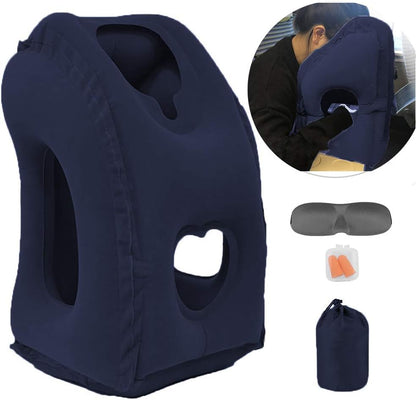 Kimiandy Inflatable Travel Pillow for Airplane, Inflatable Neck Air Pillow for Sleeping(Blue)