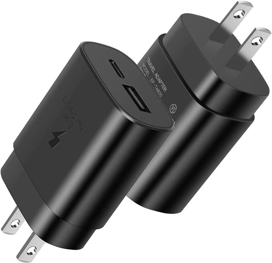 Upgraded Samsung Charger Block 25W, 2Port Super Fast Charger,USB C Charging Block Plug PD Power Adapter Type C Charging Box Brick Cube with Galaxy S25/S24/S23/S22/S21/S20/Z Fold 3/4/5/iPhone