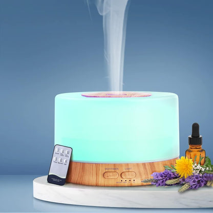 Devanti Aroma Diffuser, 500ml Wood Air Humidifier Purifier Essential Oils Car Airs Freshener Vaporizer Aromatherapy Diffusers Scent Booster Home Office Bedroom Humidifiers Steam, 7 LED Light