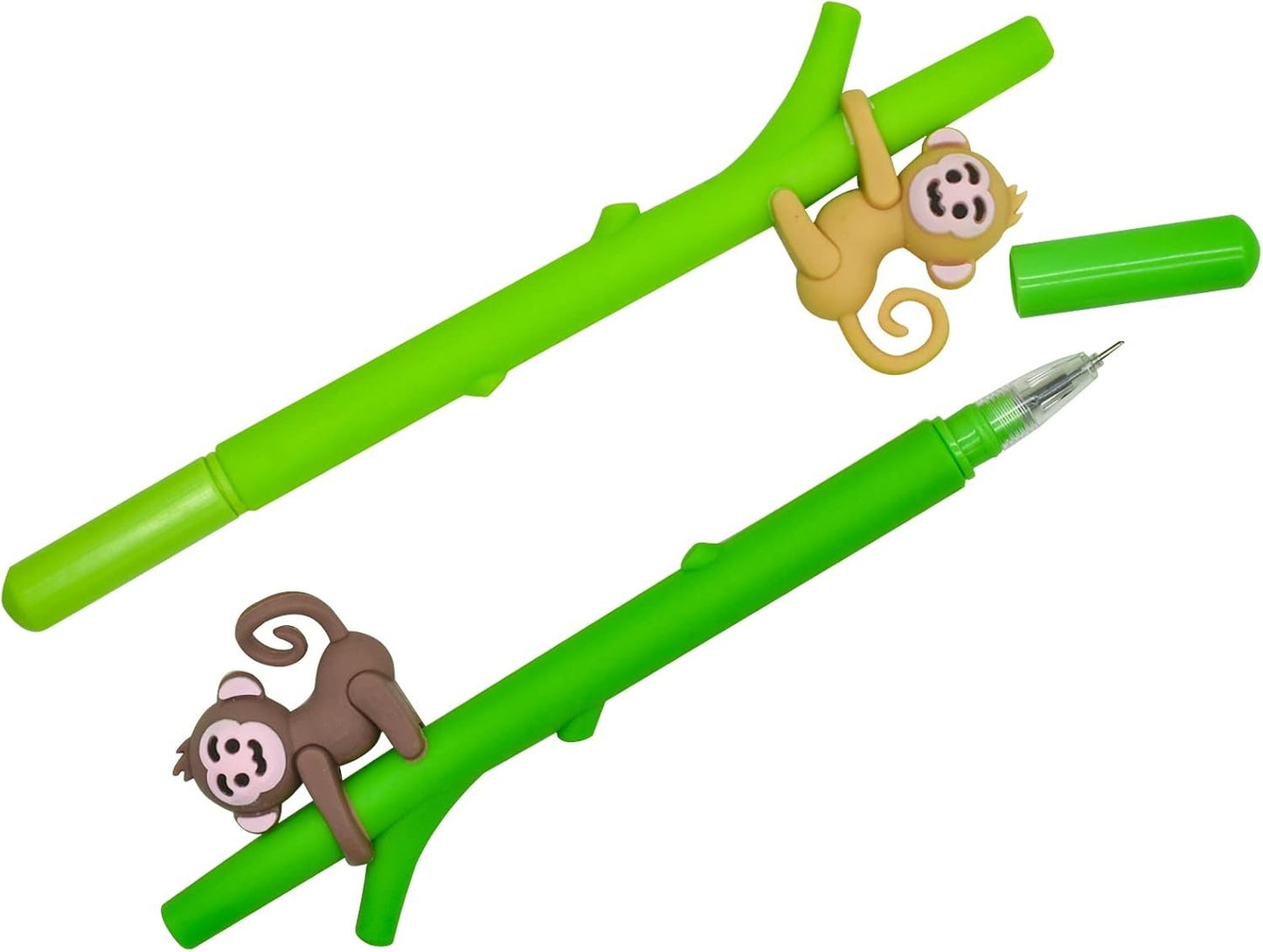 Maydahui 12PCS Tree Climbing Monkey Gel Pen Cute Cartoon Animal Pens Soft Silicone Black Ink for Boys Office School Stationery Supplies