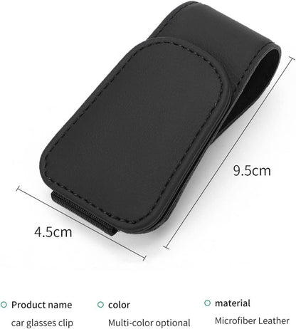 CHOSMOYI Magnetic Leather Sunglass Holder for Car, Sunglasses Clip for Car Visor, Auto Interior Accessories Universal for Different Size Eyeglasses (Black)
