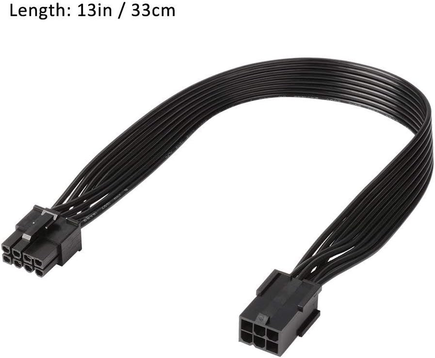 J&D PCIe 6 Pin to PCIe 8 Pin Power Adapter Cable (2 Pack), PCI Express 6 pin to 8 pin Adapter Power Cable, 12 inch