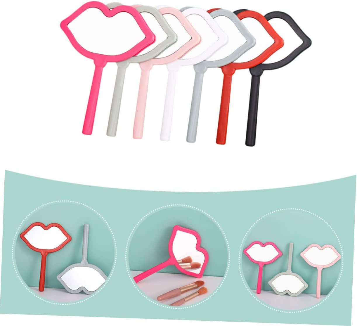 DEARMAMY 7Pezzi Portatile Specchietti Compatti Multi Per Viaggio Design Irregolare Per Labbra Accessorio Per Make Up Colori Misti