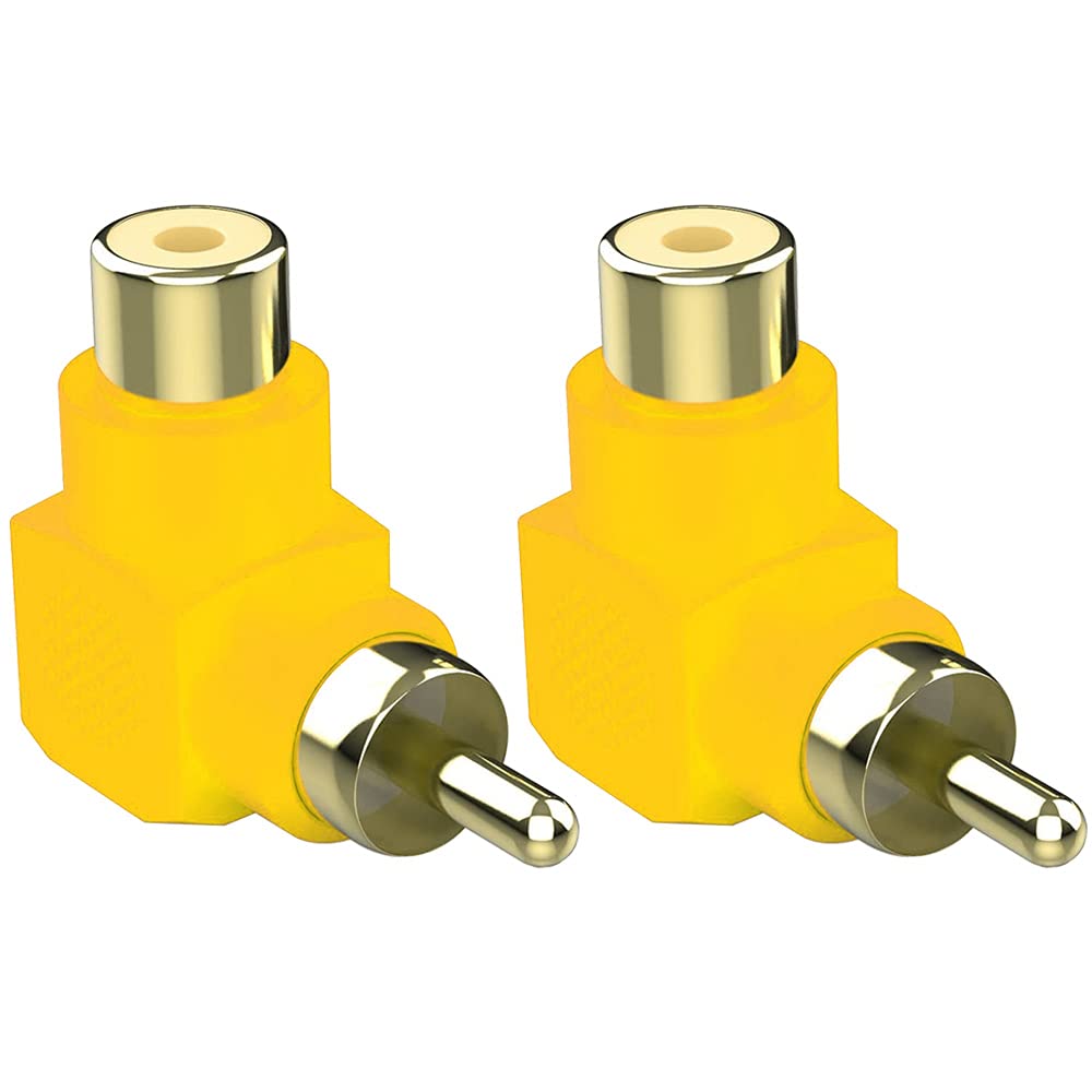 Greluma 8 Pieces RCA Male to Female RCA Connectors Gold-Plated 90 Degree Right Angle Adapters (4 Colors)