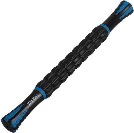 Yansyi Muscle Roller Stick for Athletes - Body Massage Roller Stick - Release Myofascial Trigger Points Reduce Muscle Soreness Tightness Leg Cramps & Back Pain for Physical Therapy & Recovery (Black)-Blue 1