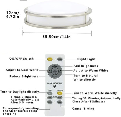 Depuley 30W Modern LED Ceiling Light with Remote, 35.5 cm Dimmable Surface Mount Ceiling Lamp Fixture for Bedroom Kitchen Dining Room Lighting, Timing, 3000K-6000K 3 Lights Color Changeable