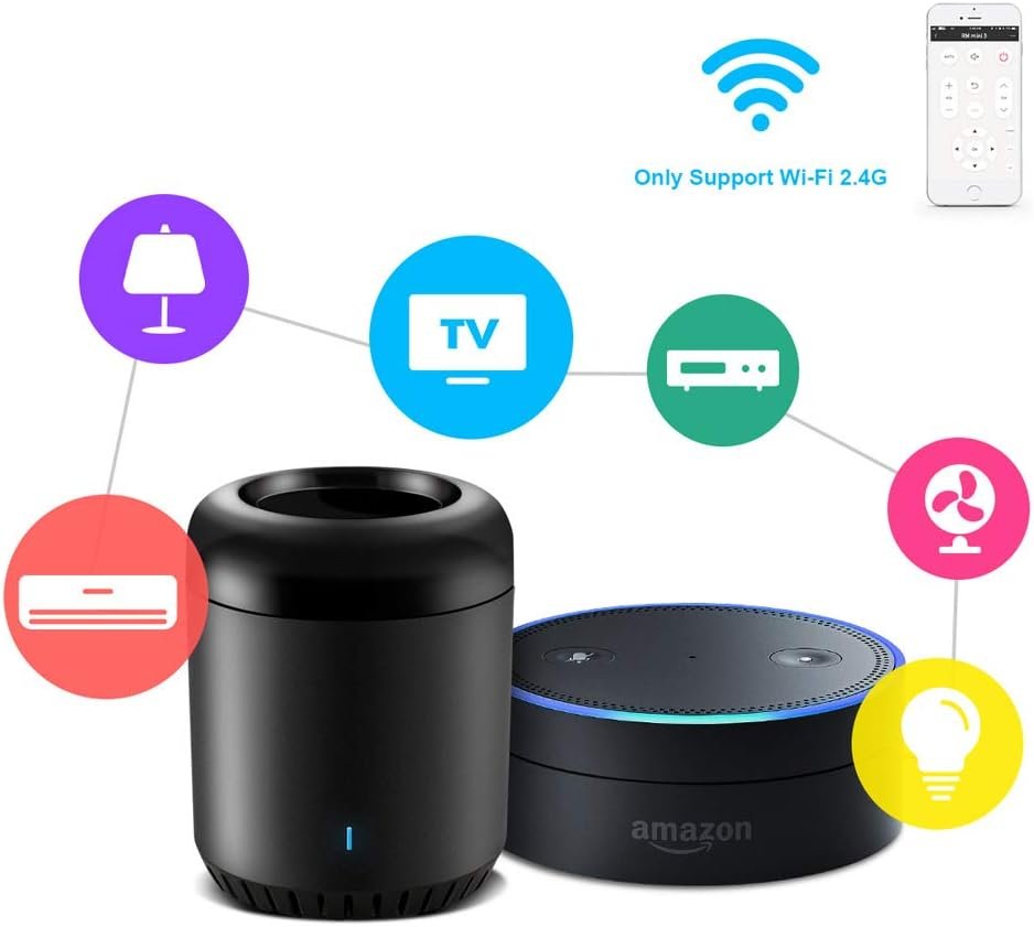 Broadlink RM Mini3 Black Bean Universal Remote, WiFi + IR Control Hub for Smart Home, Compatible with Alexa, One for All Infrared Controlled Home Devices TV, STB, Air Condition, DVD