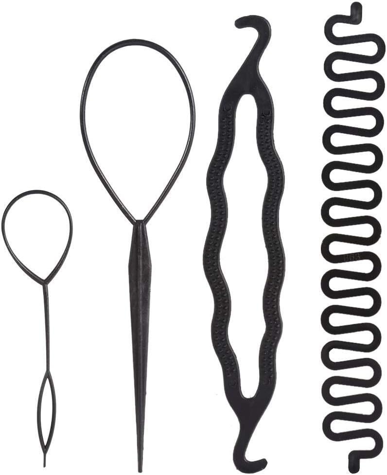 Hair Braiding Tool Set, 4 Fast Spiral Braids Hair Accessories for Hairstyles, Black DIY Styling Accessories for Women