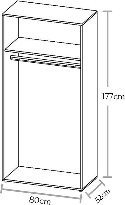 AVANTI TRENDSTORE - Balu 2.3 and 4 Hinged Door Wardrobe, Available in 2 Different Colours and 3 Different Widths (White, 2 Doors)