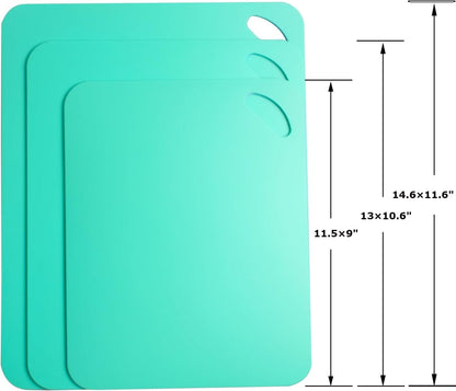 Plastic Flexible Cutting Mats for Kitchen, 3pcs Color Coded Chopping Board Set, Cutting Board Sheet for Kitchen Cooking, Dishwasher Safe（13x10.6"）
