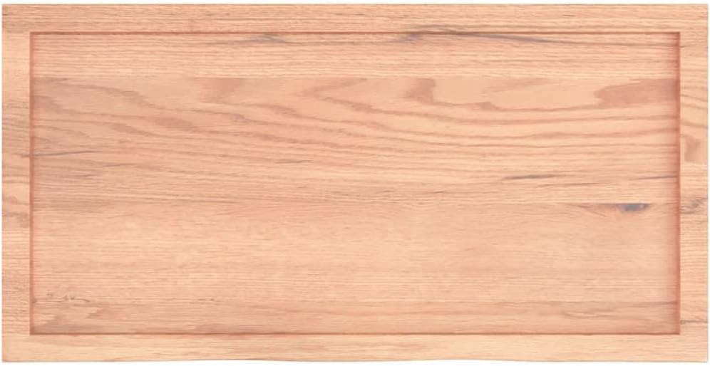 vidaXL Light Brown Solid Oak Wood Table Top, Treated Wood, Handcrafted with Live Edge, Replacement Board for Personal and Commercial Use