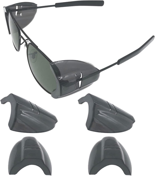 KONEWONG 2/4/6/10 Pairs Safety Glasses Side Shields, Slip on Side Shields,Fits Medium to Large Eyeglasses Frames(Black,Large)