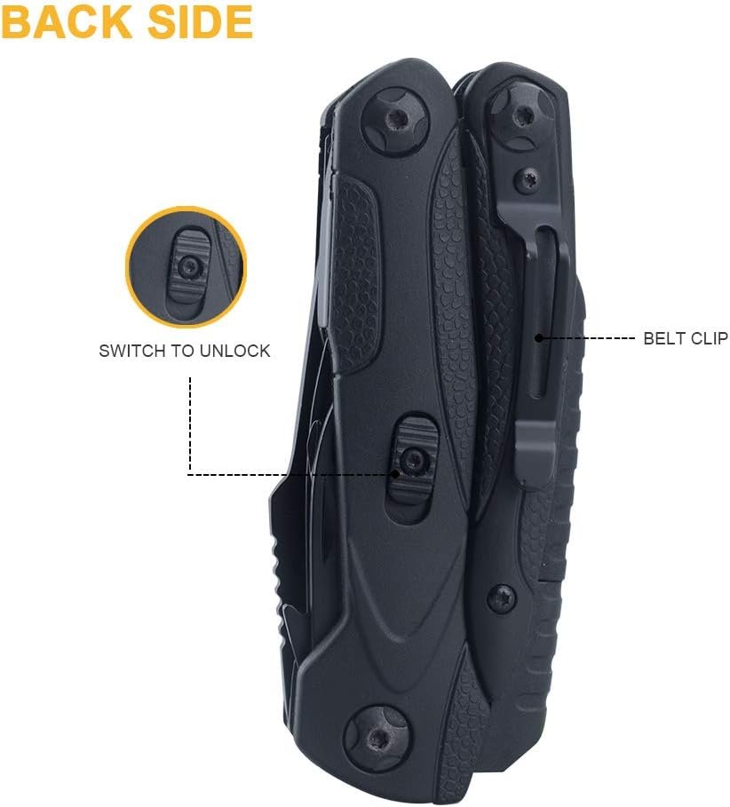 ROXON CM1349 Spark Survival Multitool Plier, 14-in-1 Multitools Folding Plier, Multipurpose Outdoor Survival Portable Multi Tool Set