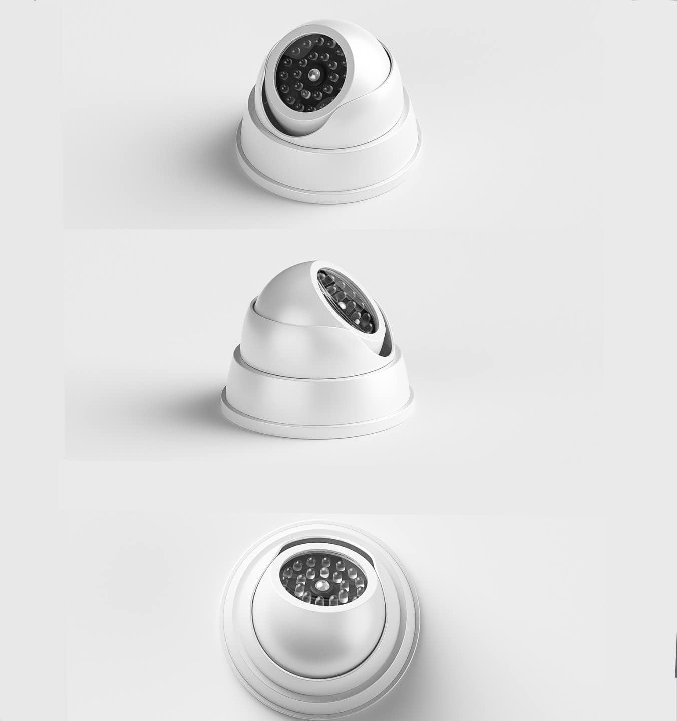 JZK 2 Dummy Fake Surveillance Security CCTV Dome Camera with LED Blinking Real Imitation for Home Security, White