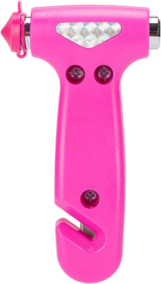 TOOLINKIN Safety Hammer Car Window Breaker & Seatbelt Cutter, Three-in-One Emergency Escape Tool, Multifunctional Escape Tool for Car, RV, Bus (Pink, 1-Pack)