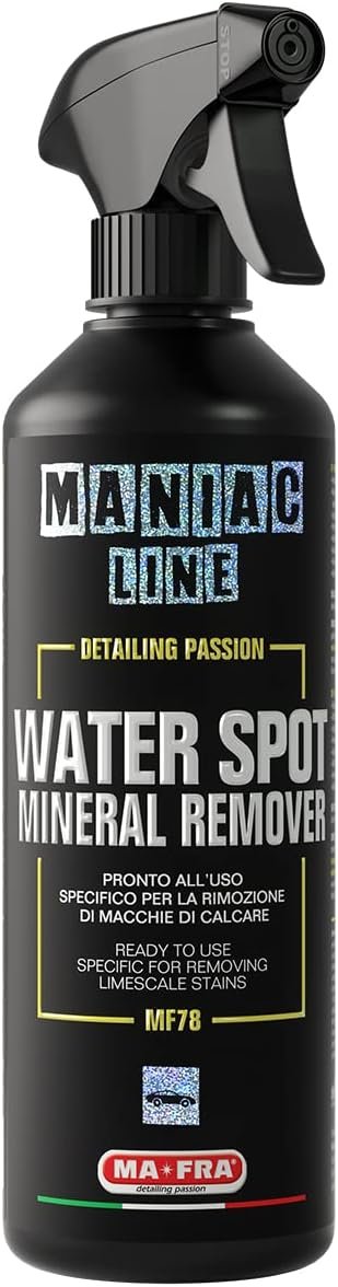 Maniac Car Detailing Line, Water Spot Mineral Remover, Ready to Use Decontaminant Specific for Removing Limestone Stains and Oxidations, 500 ml