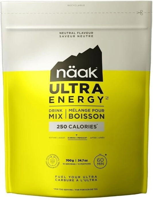 NÄAK Drink Mixes Ultra Energy™, 10 servings, 720g | Sport hydration Mix, electrolytes, BCAAs developed for athletes and performance | Vegan, Plant-Based Protein, Non GMO, gluten free (Neutral)