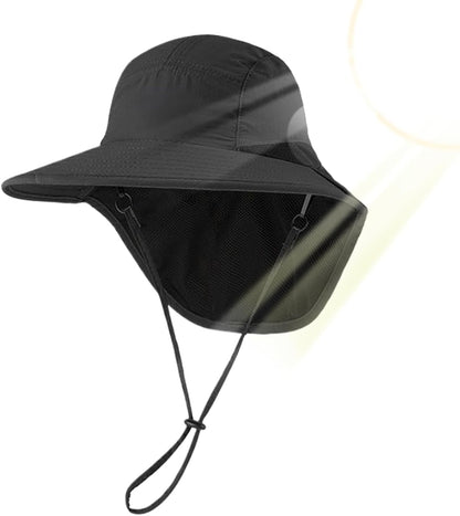 Sun Protection Hat, Adjustable UV Bucket Cap with Neck Flap, Breathable Cooling Hiking Hat for Men Women, Outdoor Gear for Fishing, Camping, Running, Travel, Garden Work
