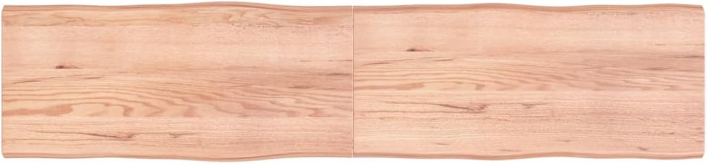 Solid Treated Wood Board with Live Edge, Light Brown, 220 x 50 x (2-4) cm, Replacement Tabletop for Coffee Table, Dining Table, Kitchen Counter, Desktop Surface