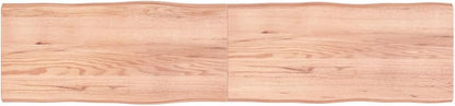 Solid Treated Wood Board with Live Edge, Light Brown, 220 x 50 x (2-4) cm, Replacement Tabletop for Coffee Table, Dining Table, Kitchen Counter, Desktop Surface