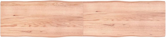 Solid Treated Wood Board with Live Edge, Light Brown, 220 x 50 x (2-4) cm, Replacement Tabletop for Coffee Table, Dining Table, Kitchen Counter, Desktop Surface