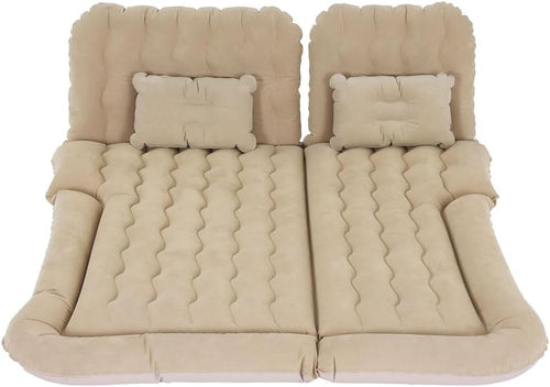 Weisshorn SUV Car Air Mattress, 175 x 130cm Inflatable Bed Folding Foldable Mattresses Back Seat, Portable Outdoor Camping Travel Chair with Carry Bag and 2 Pillows Beige