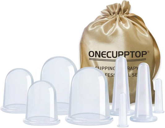 ONECUPPTOP Cupping Therapy Sets 8 Pcs Silicone Vacuum Suction Massage Anti Cellulite Cups Body and Face Massage Cupping Set