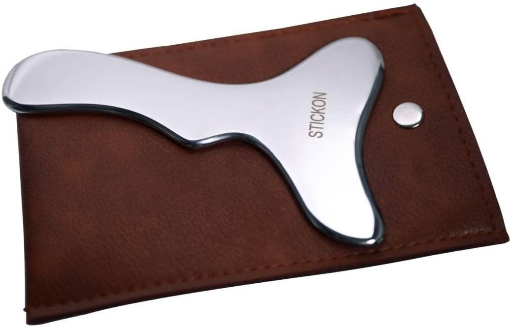 STICKON Medical Grade Stainless Steel GuaSha Scraping Massage Tool -Stainless Steel Gua Sha Scraping Massage Tool for Soft Tissue Therapy and Reduce Back, Legs, Arms,Neck,Shoulder Muscle Pain (STICKON-w)