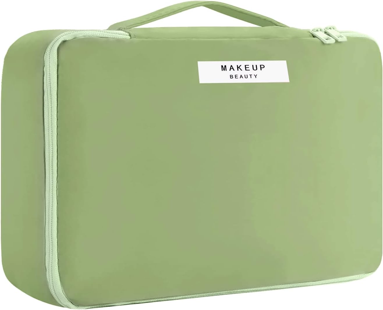 Makeup Bag, Makeup Bag, Travel Beauty Case Women Toiletry Bag, Cosmetic Organizer for Women and Girls[With Brush Holder and Detachable Pouch], green, Makeup Bag