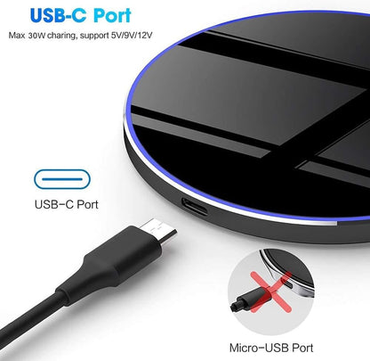 Wireless Charger • 30W Max Wireless Charging Pad • Compatible with Samsung Galaxy S23/S22/S21/S21 Ultra/S21+/S20 fe/S20/Note 20/10,Google Pixel,LG,and More