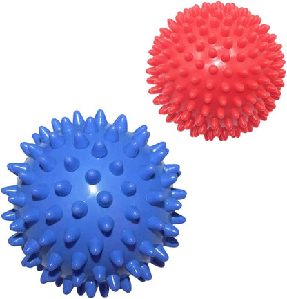 Spiky Massage Ball for Feet – Relieve Plantar Fasciitis, Muscle Recovery, Full Body Trigger Point Therapy, and Pain Relief – Pack of 2 (Blue & Red)