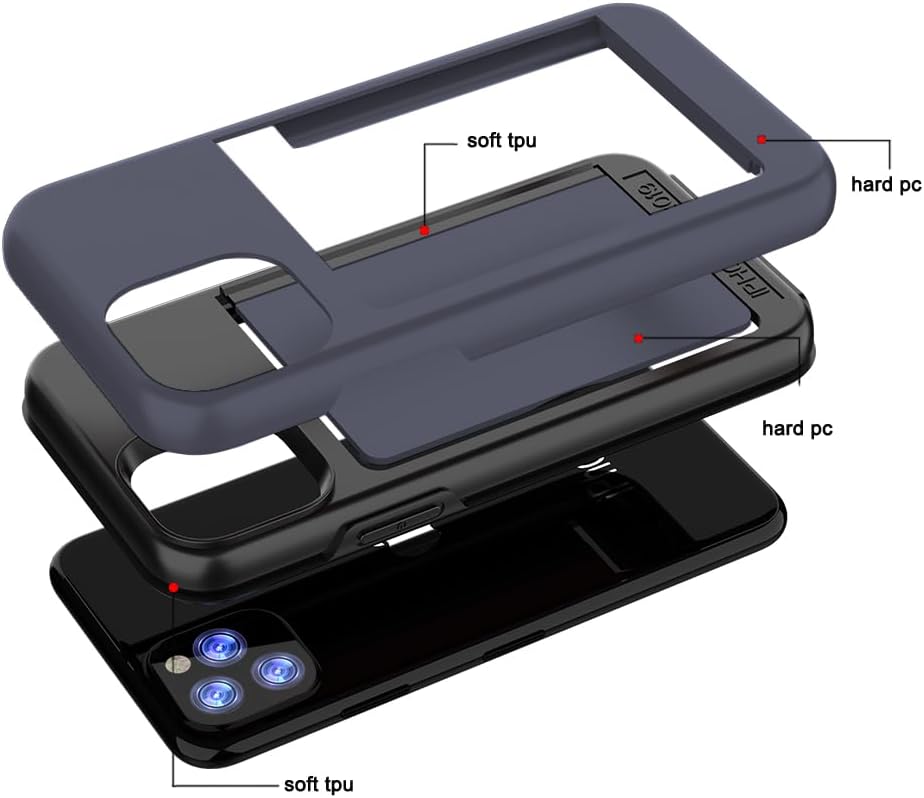 Asuwish Phone Case Compatible with iPhone 16 Pro 6.3 inch and Tempered Glass Screen Protector Cover Cell Accessories Card Holder Slot Kickstand Slim Protective i Phone16 i16 16Pro Women Men Navy Blue