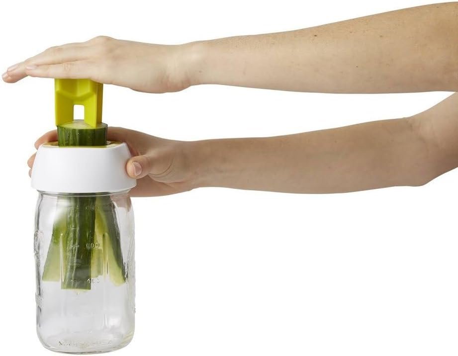 Chef'n Preserve Prep Lid - Versatile Food Slicer for Cucumbers, Carrots, Avocados with Center Guide for Uniform Wedges, Fits Wide Mouth Mason Jars - Dishwasher Safe for Easy Cleanup