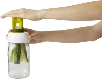 Chef'n Preserve Prep Lid - Versatile Food Slicer for Cucumbers, Carrots, Avocados with Center Guide for Uniform Wedges, Fits Wide Mouth Mason Jars - Dishwasher Safe for Easy Cleanup