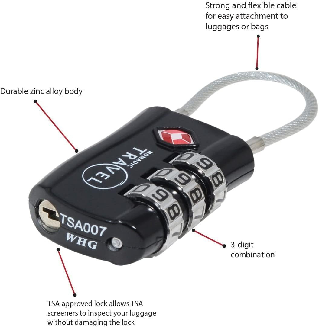TSA Approved Combination Code Luggage Travel Lock (3 Pack) - Ideal for Luggage Suitcase, Backpacks, School lockers, Gym lockers and More