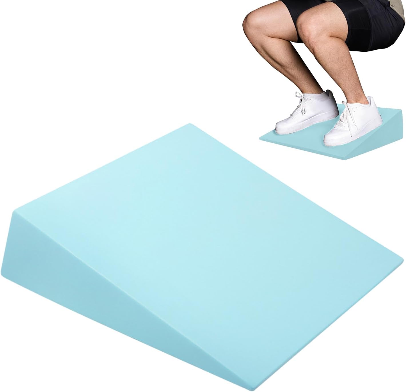 Slant Board Calf Stretching, Non-Slip Yoga Wedge, 12.8x11.81 Inches with High-Density Eva Foam, Portable Fitness Gear for Men Women, Professional Grade Workout, Black Blue